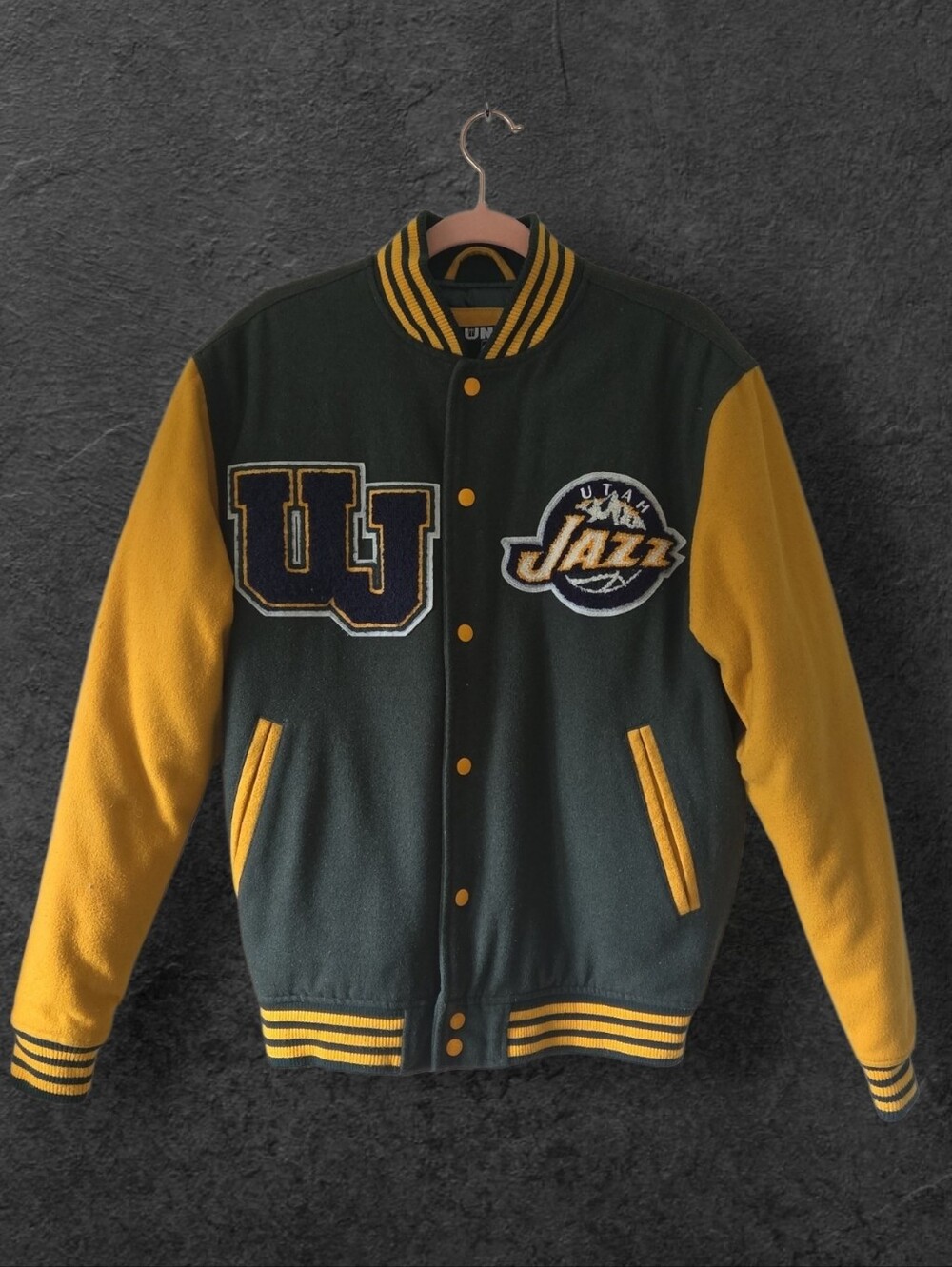 Vintage Utah Jazz Letterman Bomber Jacket Wool Size Men's M